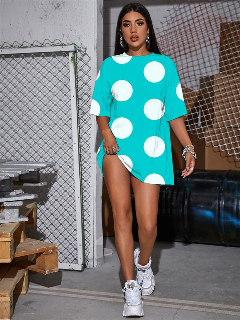 Colorful T Shirt Women Dots Summer Blue Tshirt Printed Harajuku Funny T shirts