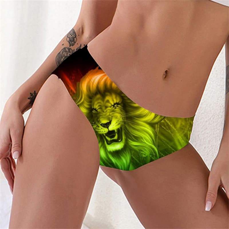 Lion Briefs Women Animal Seamless Anime Sexy Colorful Knickers Green Lingerie Female - KYKU