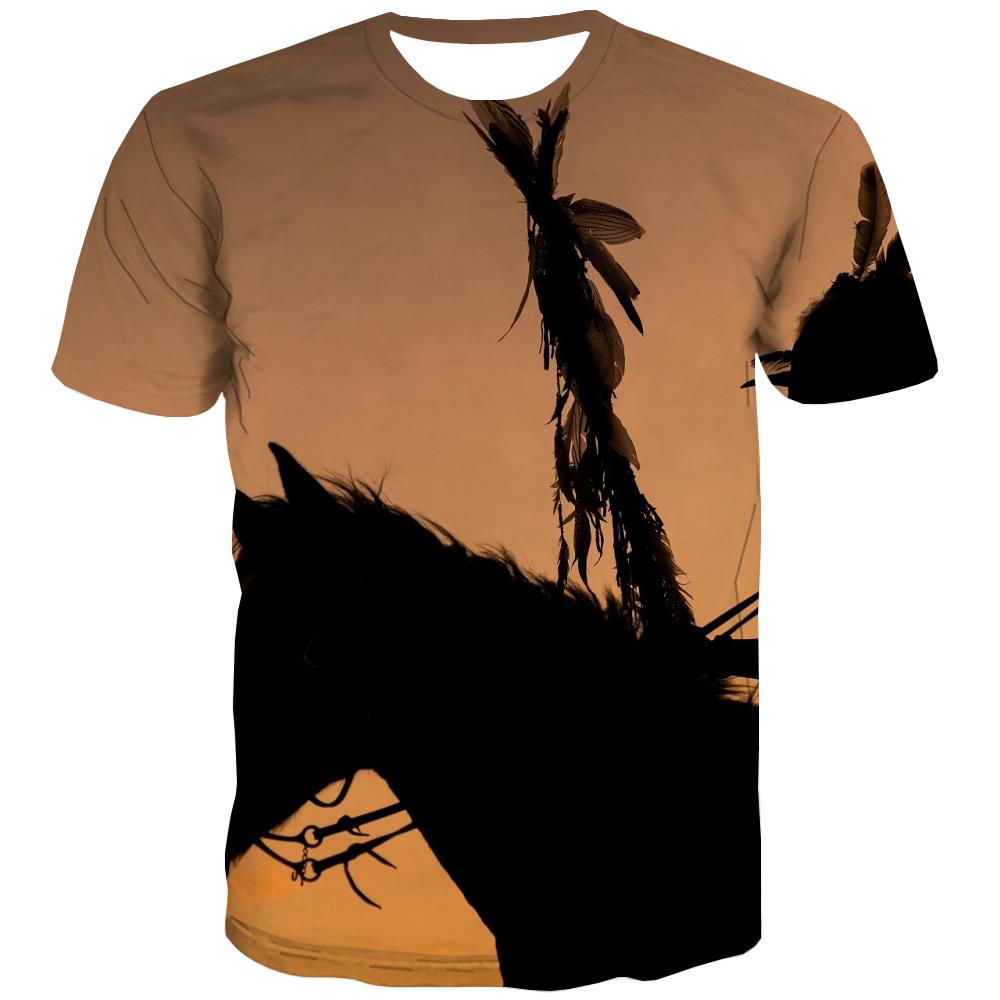 Indians T shirts Men Grassland Tshirts Cool Sunset T-shirts 3d War Tshirt Anime