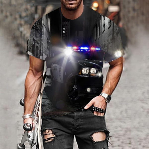 
Car T shirt Men Policemen T-shirts 3d Night Shirt Print Harajuku Funny T shirts
                
