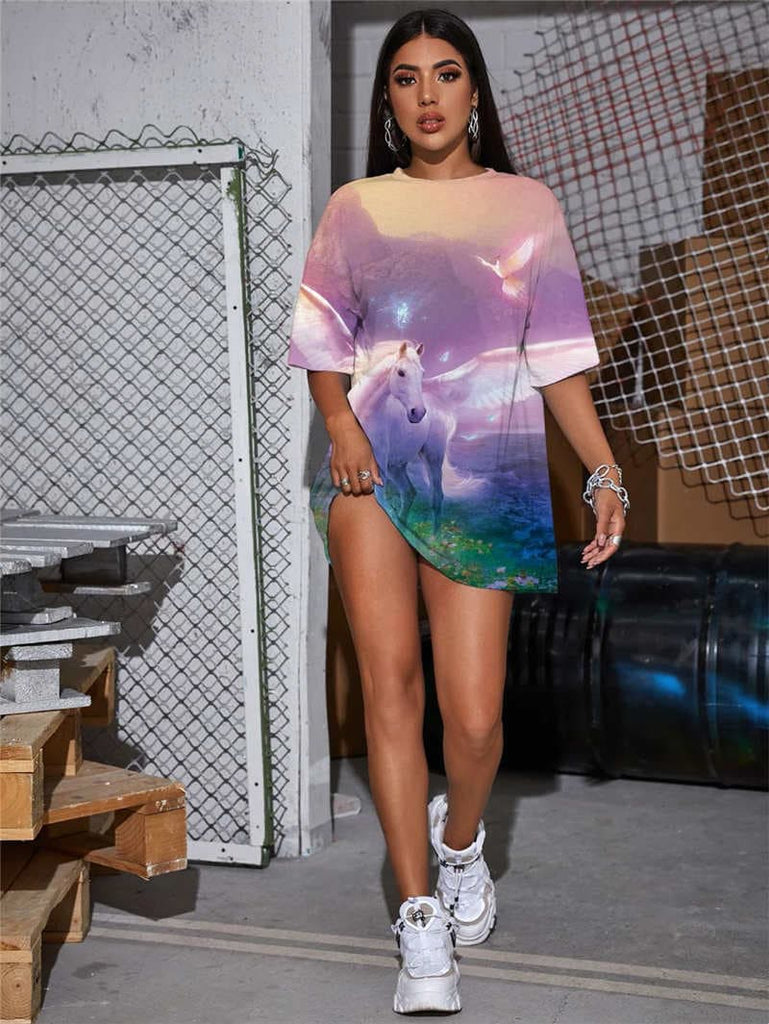 Unicorn T Shirt Women Animal Gothic Bird Summer Harajuku T-shirts 3d