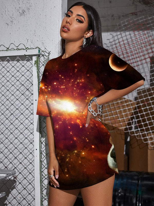 
Dog T Shirt Women Galaxy Summer Space Gothic Universe Punk Rock Womens Clothing
                