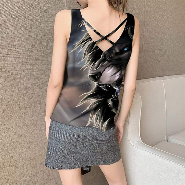 
Lion Tank Top Women Animal Anime Clothes Anime Vest Print Street Vest Printed Harajuku Tank Tops Casual - KYKU
                
