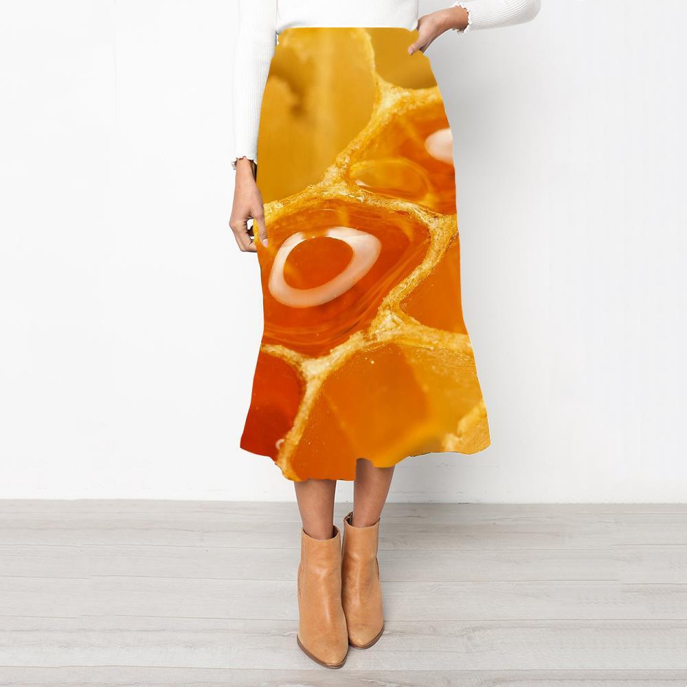 Geometric Skirt Women Psychedelic High waist skirts Vortex School skirt Honey Skirt Ladies Honeycomb Rock Frauen - KYKU