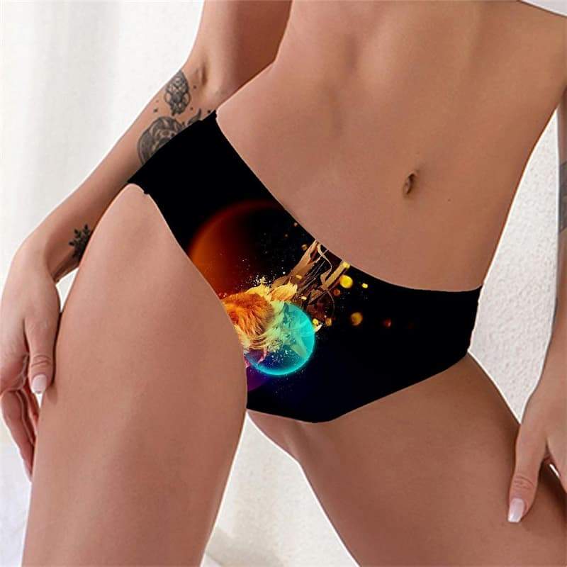 Lion Panties Women Animal Pantys Anime Lingerie Female Colorful Knickers Flame Tanga - KYKU