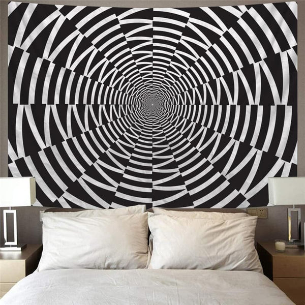 
Geometric Tapiz Psychedelic Rug Wall Vortex Tenture Mandala Time Tunnel Home Tapestrys Black And White Tapestries
                