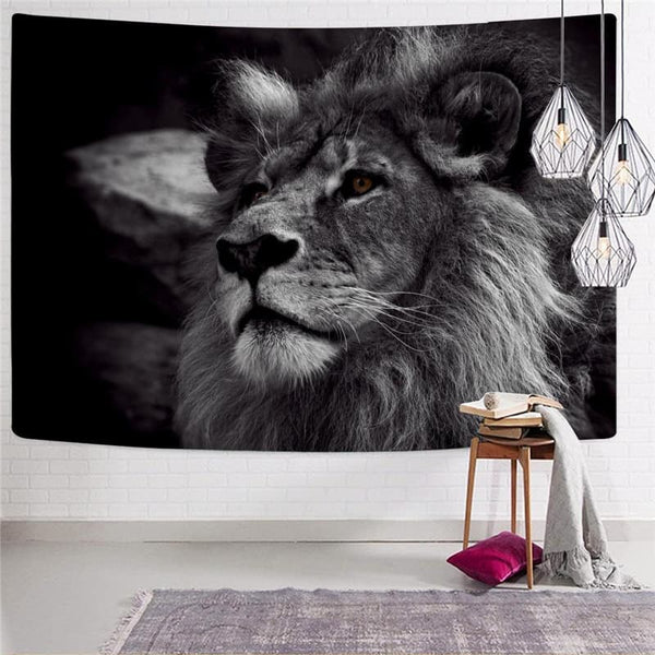 
Lion Tapiz Animal Wall Tapestry Anime Rug Wall Black Tapestries Cartoon Tenture Mandala
                