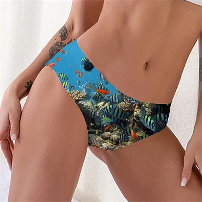 Fish Panties Women Tropical Knickers Ocean Underwear Carp Seamless Animal Pantys