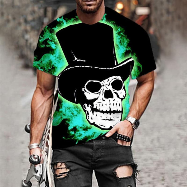 
Skull T shirt Men Flame Shirt Print Cosplay Tshirt Printed Hip Hop Anime Clothes
                