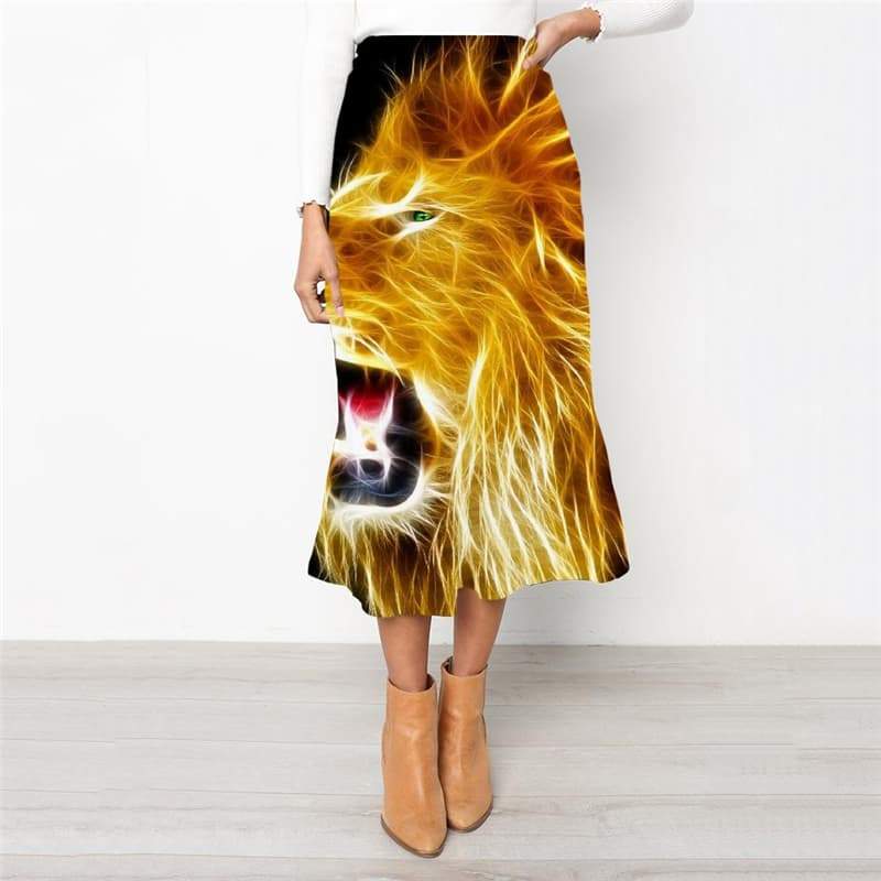 Lion Skirt Women Animal School skirt Anime Skirt Ladies Colorful Rock Frauen Hip Hop High waist skirts - KYKU