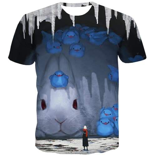 Rabbit T-shirt Men Animal T-shirts 3d Lovely Tshirts Casual Graffiti Tshirts Novelty - KYKU