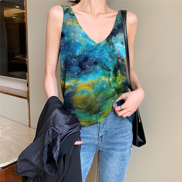 Galaxy Tank-Top women Space Funny Top Universe Vest Print Nebula Vest Printed