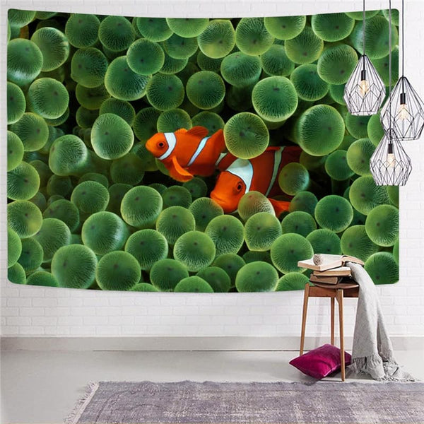 
Fish Tapiz Animal Tenture Mandala Harajuku Home Tapestrys Green Wall Tapestry
                