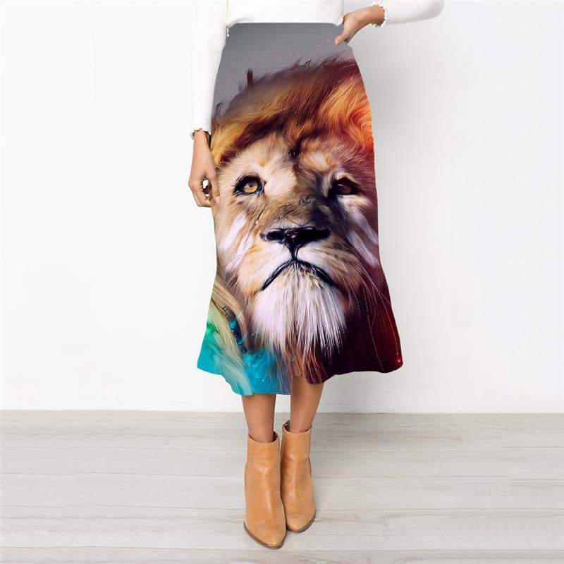 Lion Skirts Women Animal School skirt Anime High waist skirts Colorful Rock Frauen Nebula Skirt Ladies - KYKU