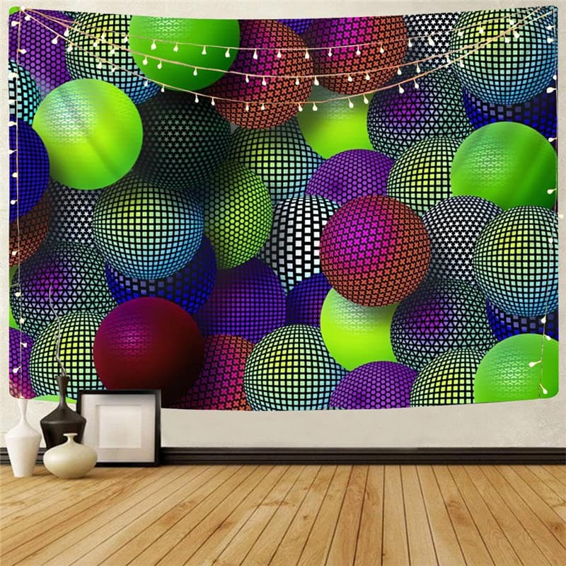 Geometric Tapiz Psychedelic Rug Wall Vortex Tenture Mandala Three-Dimensional Ball Wall Tapestry