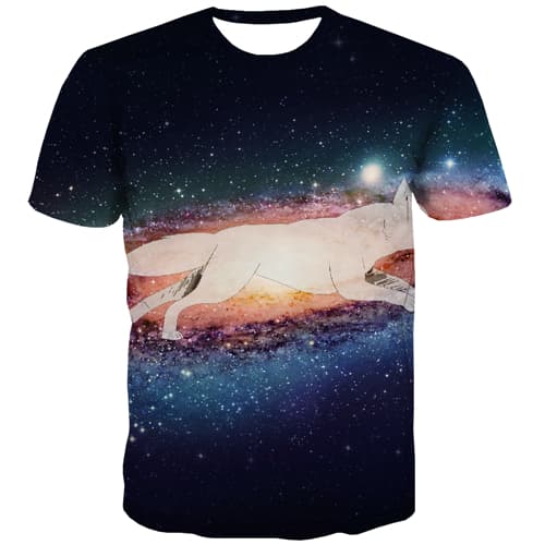 Galaxy T-shirt Men Wolf Tshirts Casual Animal T-shirts 3d Space Tshirts Novelty Harajuku T shirts Funny - KYKU