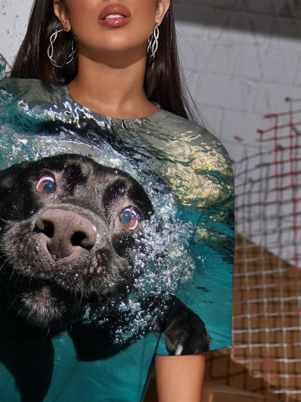 
Dog T Shirt Women Ocean Funny T shirts Animal Summer Harajuku Punk Rock
                