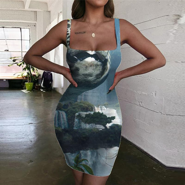 Fish Dresses Women Animal Halter Sleeveless Forest Ladies Dresses