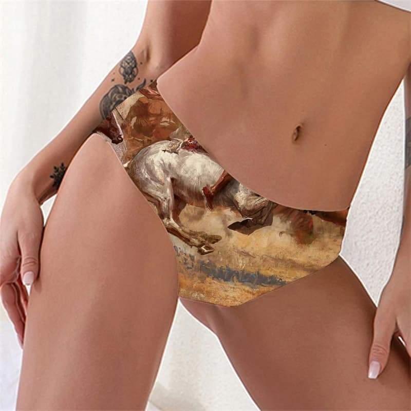 Indios Briefs Women Horse Knickers Animal Pantys War Underwear Graffiti Tanga - KYKU