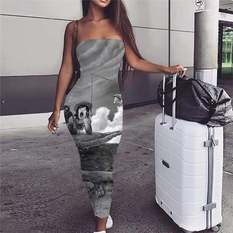 Indios Dress Women Fishing 3d Print Bear Sundress Hip Hop Ladies Dresses - KYKU