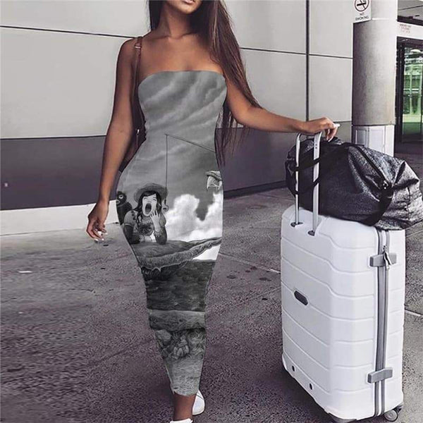 Indios Dress Women Fishing 3d Print Bear Sundress Hip Hop Ladies Dresses - KYKU