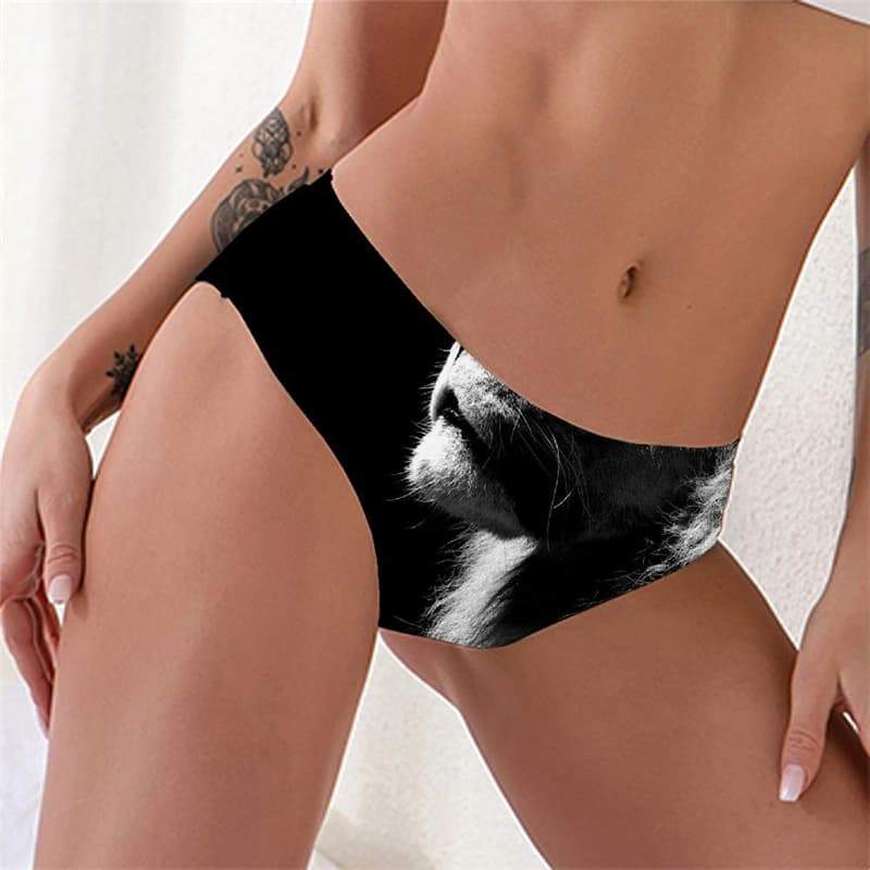 Lion Briefs Women Animal Knickers Anime Underwear Black Seamless Harajuku Lingerie Female - KYKU