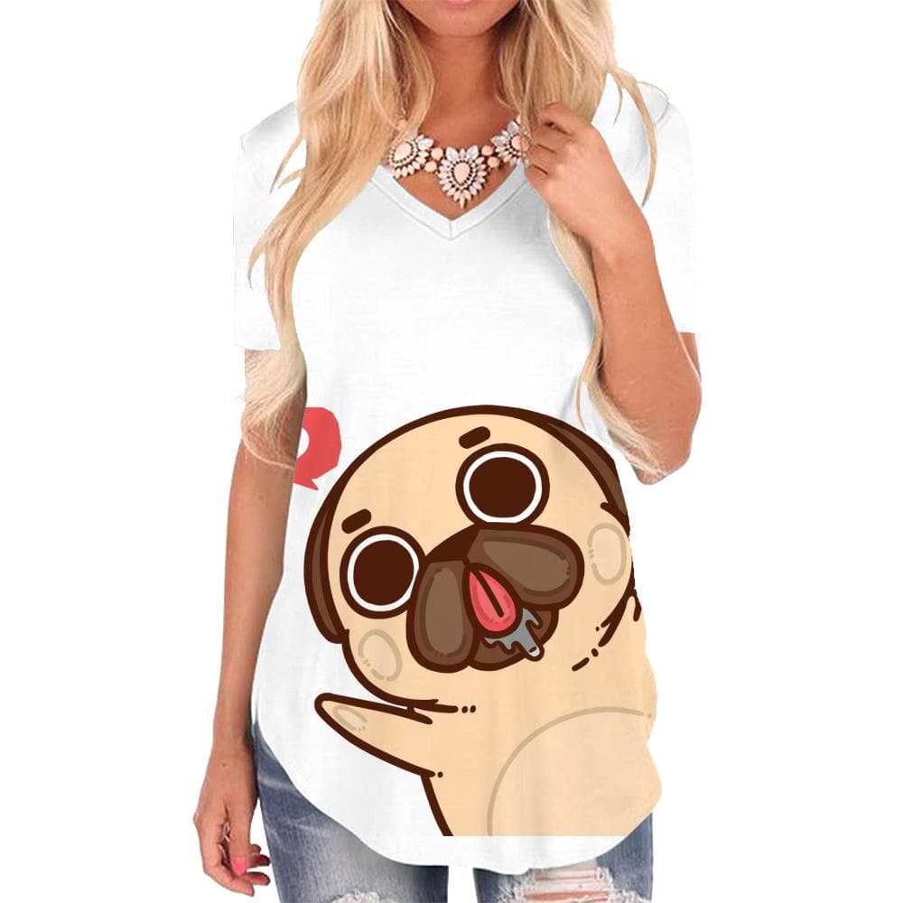 Animal T Shirt Women Dog V-neck Tshirt Love Tshirts Printed Lovely Shirt Print