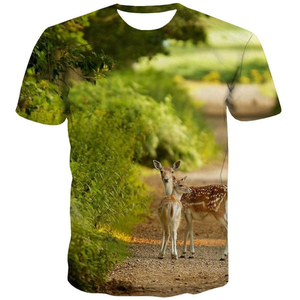 Deer T-shirt Men Animal Tshirt Printed Lovely Tshirts Cool Forest T-shirts 3d