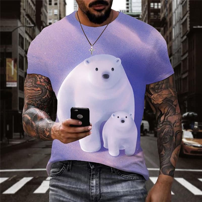 Bear T shirt Men Animal T-shirts 3d Love Shirt Print Star Anime Clothes