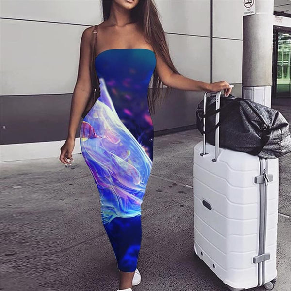 Fish Dress Women Animal Party Tracksuits Vestido Sexy Jellyfish Bodycon Dress Harajuku sleeveless