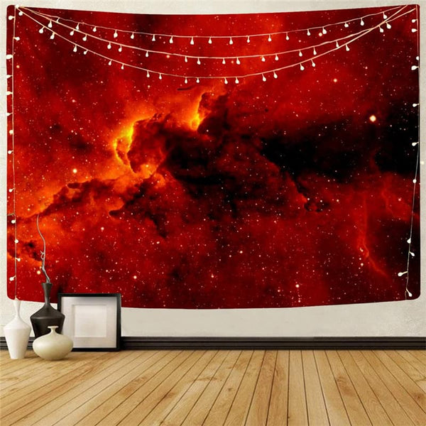 Galaxy Tapestry Space Tenture Mandala Universe Home Tapestrys Red Wall Tapestry Flame Rug Wall