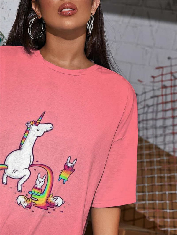 
Unicorn T Shirt Women Animal Tshirt Printed Rainbow Summer Harajuku Gothic
                