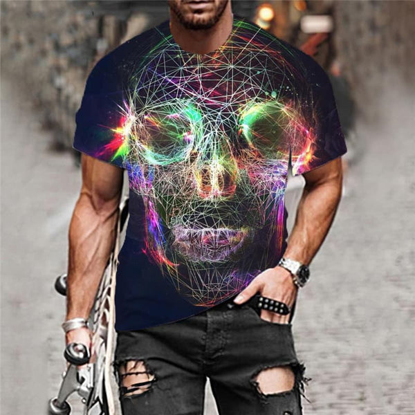 
Skull T-shirt Men Colorful Tshirts Casual Pigment T-shirts 3d Rainbow Anime Clothes
                