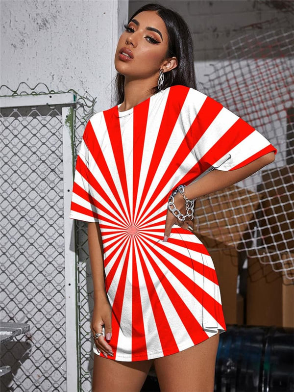 
Dizziness T Shirt Women Abstract Punk Rock Stripe Summer Harajuku Funny T shirts
                