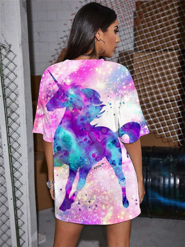 
Unicorn T-shirt Women Animal T-shirts 3d Rainbow Tshirt Printed Nebula Shirt Print
                