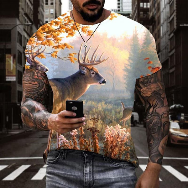
Deer T shirt Men Animal Anime Clothes Landscape Shirt Print Christmas Tshirt Printed
                
