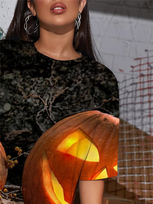 
Halloween T-shirt Women Pumpkin Punk Rock Party Tshirt Printed Harajuku Gothic
                