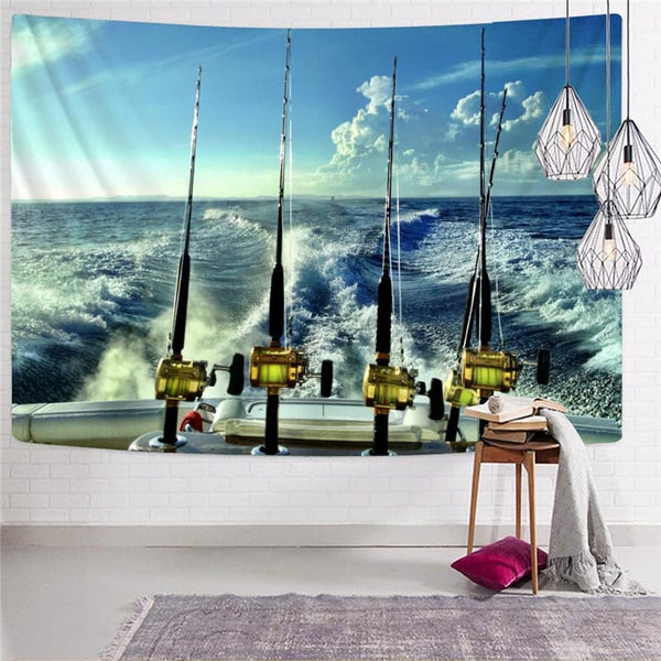 
Fish Tapiz Tracksuits Wall Tapestry Wave Tenture Mandala Fisherman Rug Wall Fishing Home Tapestrys
                