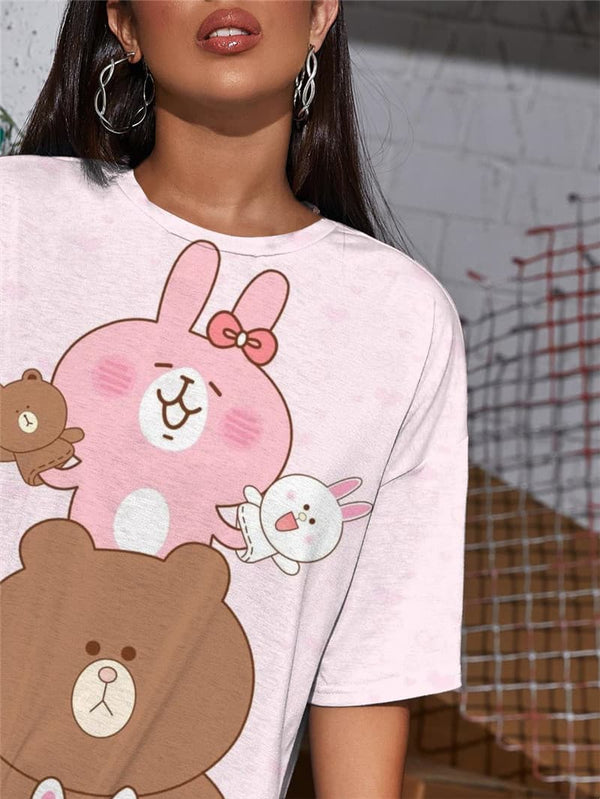 
Rabbit T-shirt Women Animal Summer Lovely Funny T shirts Home Tshirt Printed
                