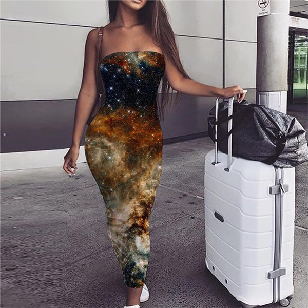 Galaxy Dress Women Space 3d Print Universe Boho Nebula Ladies Dresses