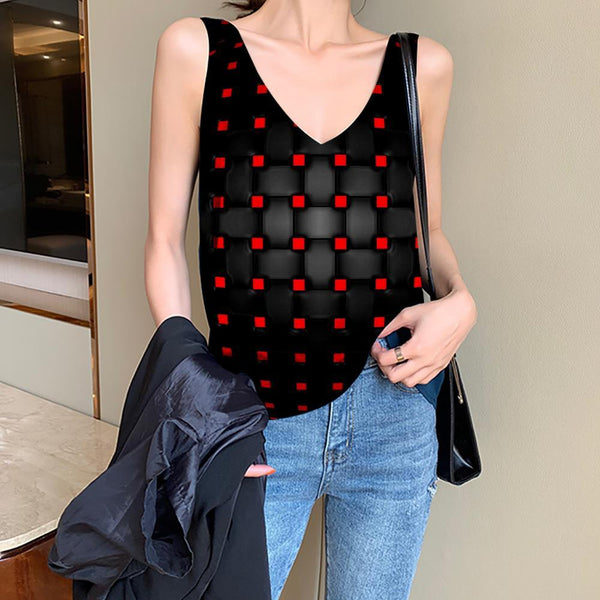
Geometric Tank Top Women Psychedelic Sleeveless 3d Vortex Anime Clothes Black Red Vest Printed Stereoscopic Vest Print - KYKU
                
