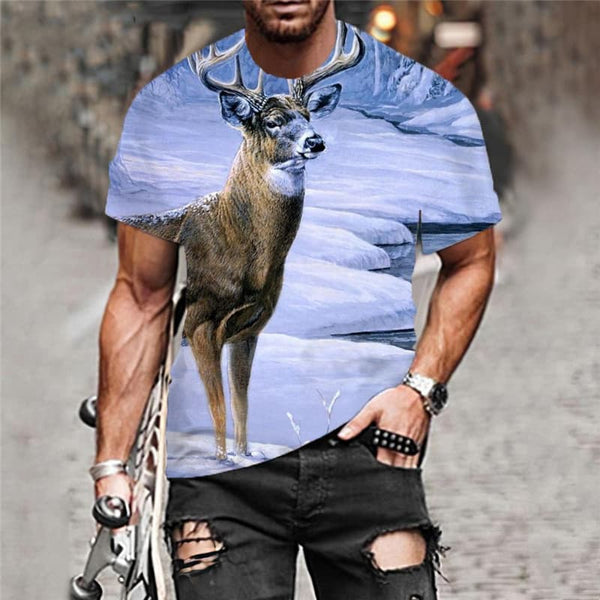
Deer T shirt Men Christmas Shirt Print Landscape Tshirts Casual Snow Anime Clothes
                