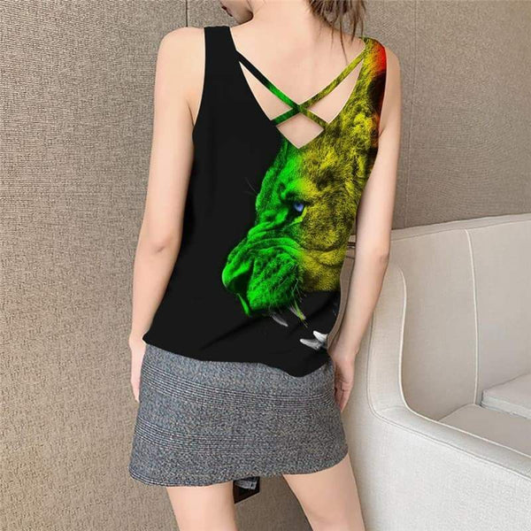 
Lion Tank Top Women Animal Sleeveless 3d Anime Vest Print Flame Funny Top Harajuku Tank Tops Casual - KYKU
                