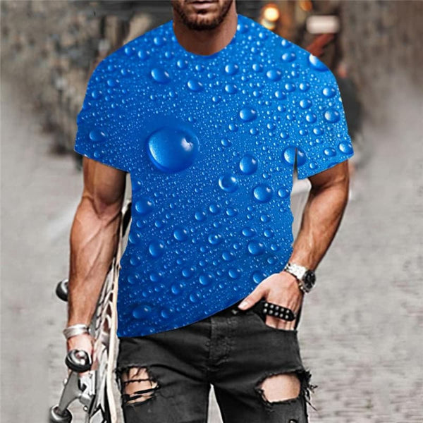
Raindrop T shirt Men Blue T-shirts 3d Novel Tshirts Casual Retro Anime Clothes
                