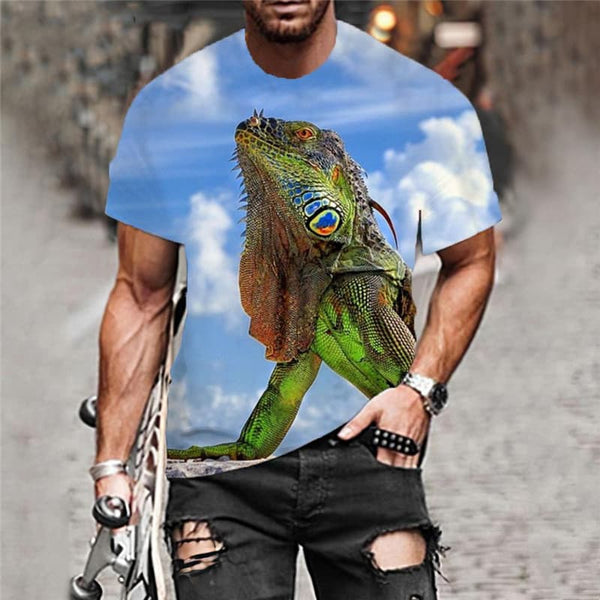 
Lizard T shirt Men Animal T-shirts 3d Blue Sky Anime Clothes Harajuku Tshirts Casual
                
