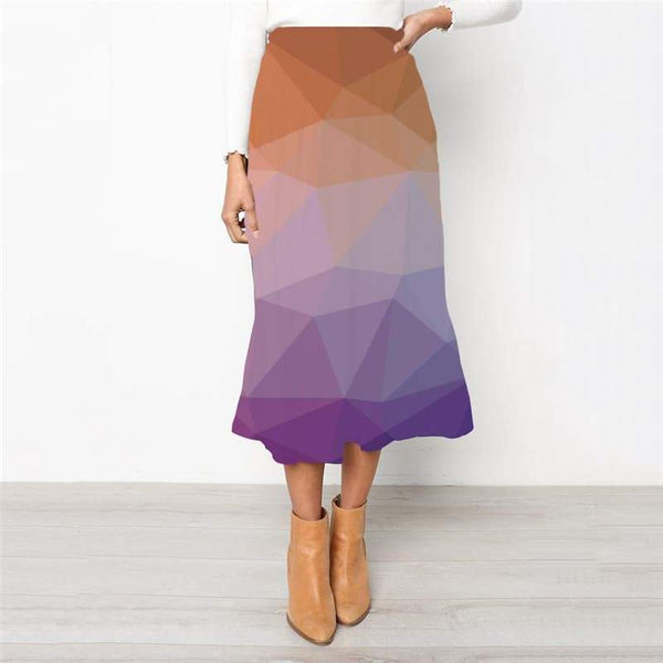 Geometric Skirt Women Psychedelic High waist skirts Vortex School skirt Square Rock Frauen - KYKU