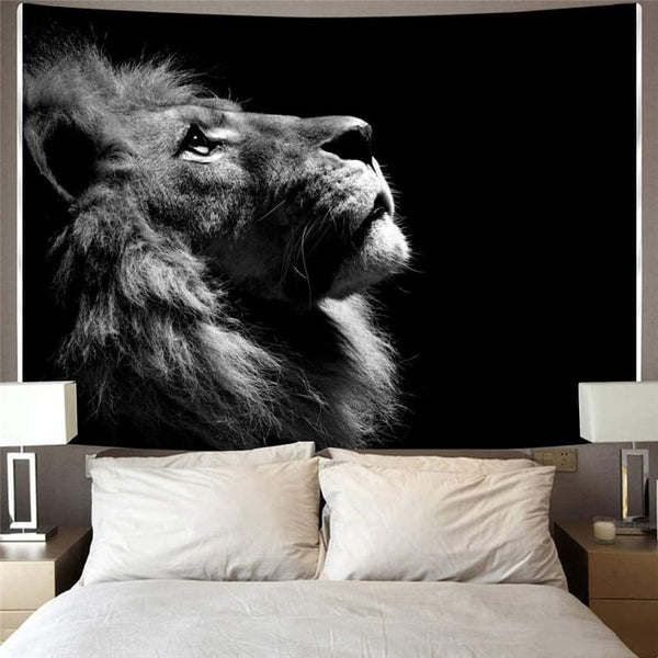 
Lion Tapiz Animal Wall Tapestry Anime Rug Wall Black Home Tapestrys Sad Tenture Mandala
                