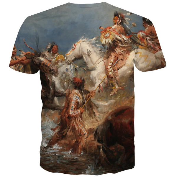 
Indians T-shirt Men Grassland T-shirts Graphic Sunset Shirt Print War T shirts Funny
                