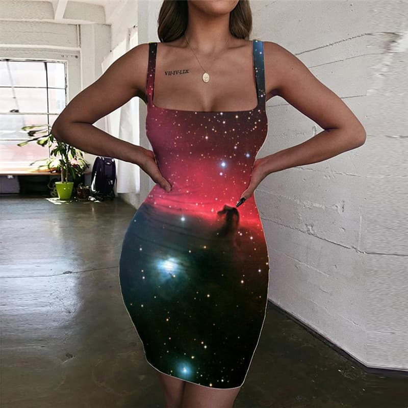 Galaxy Dresses Women Space Sundress Universe Vestido Sexy Womens Clothing Summer