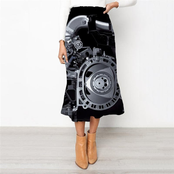 
Metal Skirts Women Engine Skirt Ladies Gear School skirt Technology Rock Frauen
                